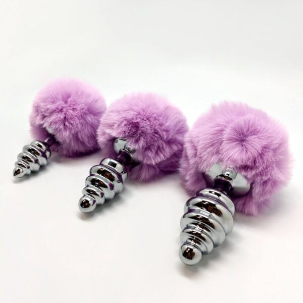 ALIVE - PLUG DE PLAISIR ANAL SPIRAL MÉTAL FLUFFY VIOLET TAILLE S - – Image 3