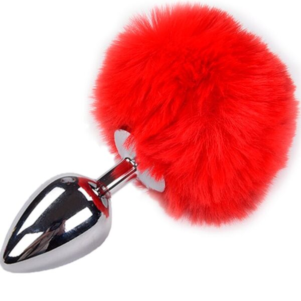 ALIVE - PLUG DE PLAISIR ANAL LISSE MÉTAL FLUFFY ROUGE TAILLE S -