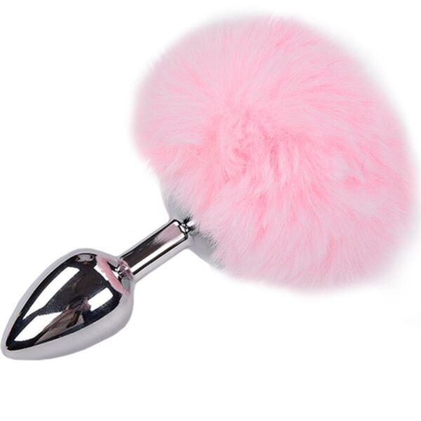 ALIVE - PLUG DE PLAISIR ANAL LISSE MÉTAL FLUFFY ROSE TAILLE S -