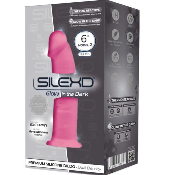 SILEXD - MODÈLE 2 PÉNIS RÉALISTE PREMIUM SILEXPAN SILICONE FLUORESCENT ROSE 15 CM - – Image 2
