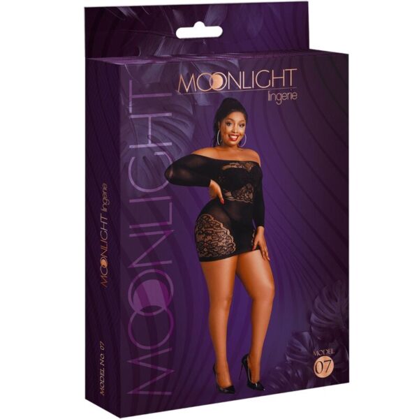 MOONLIGHT - ROBE À MANCHES LONGUES MODÈLE 7 NOIRE GRANDE TAILLE - – Image 3
