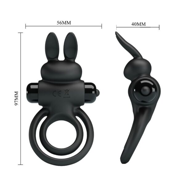 PRETTY LOVE - ANNEAU DE LAPIN VIBRATOR III POUR PÉNIS NOIR - – Image 6