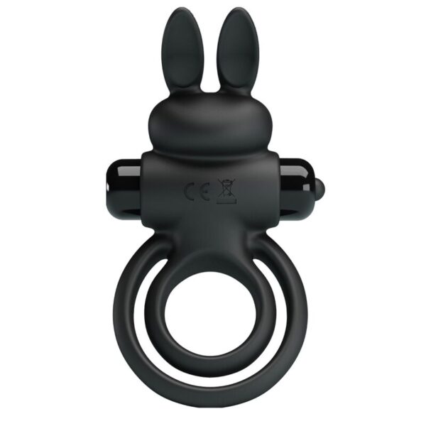 PRETTY LOVE - ANNEAU DE LAPIN VIBRATOR III POUR PÉNIS NOIR -