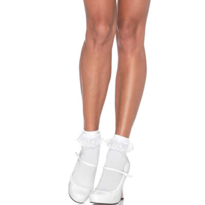 LEG AVENUE - CHAUSSETTES  VOLANTS EN DENTELLE BLANCHE -
