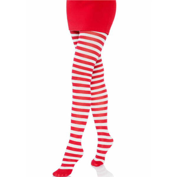 LEG AVENUE - COLLANTS  RAYURES BLANC/ROUGE - – Image 2
