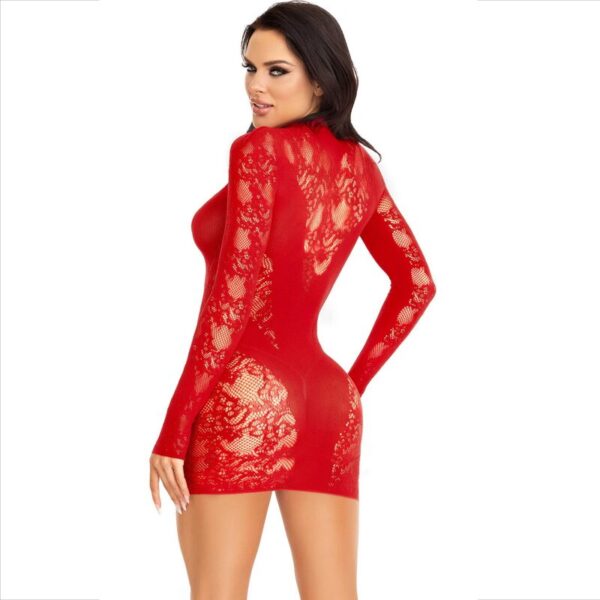 LEG AVENUE - MINI ROBE AVEC DENTELLE MANCHES LONGUES ROUGE - – Image 3
