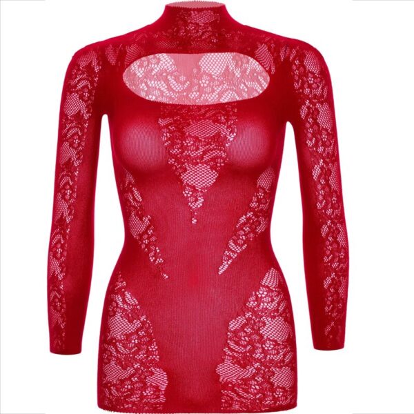 LEG AVENUE - MINI ROBE AVEC DENTELLE MANCHES LONGUES ROUGE - – Image 7