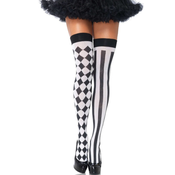 LEG AVENUE - CHAUSSETTES HAUTE ARLEQUIN NOIR/BLANC -