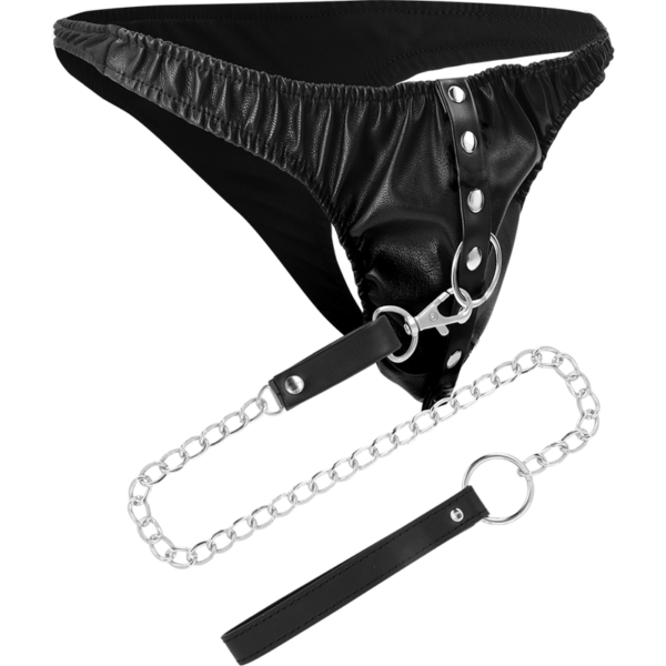 DARKNESS - STRING DE SOUMISSION AVEC CHAÎNE EN MÉTAL - – Image 3