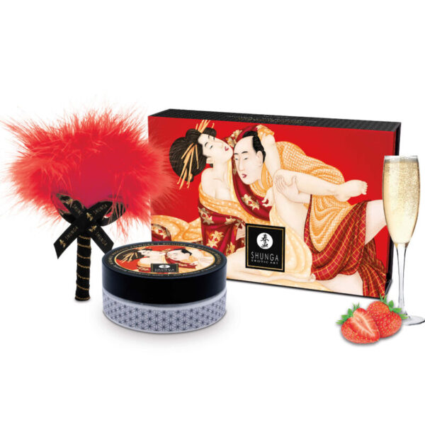 SHUNGA - KIT DE POUDRE DE MASSAGE COMESTIBLE À LA FRAISE -