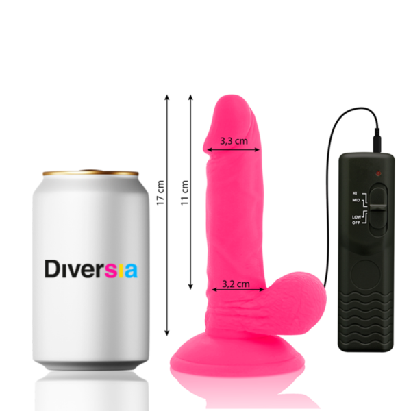 DIVERSIA - DILDO VIBRANT FLEXIBLE ROSE 17 CM -O- 3.3 CM - – Image 2