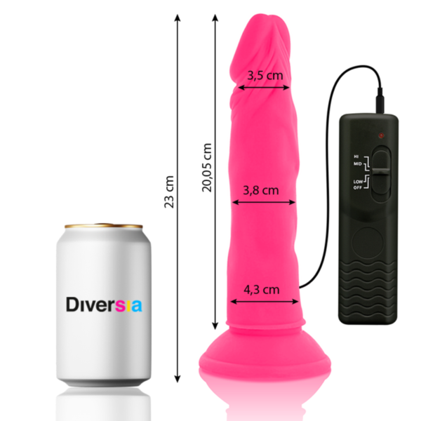 DIVERSIA - DILDO SOUPLE AVEC VIBRATION ROSE 23 CM -O- 4.3 CM - – Image 2