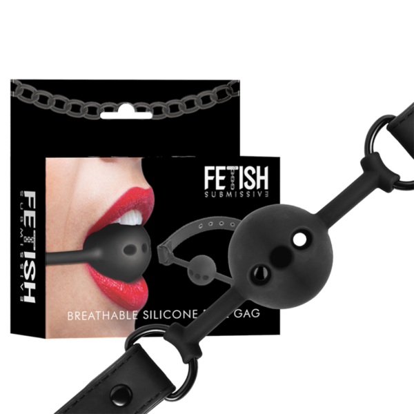 FETISH SUBMISSIVE BONDAGE - BÂILLON À BOULE EN SILICONE RESPIRANT -