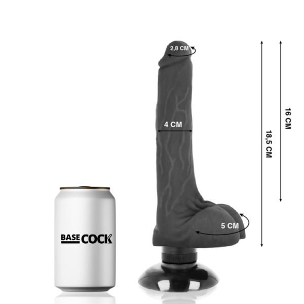 BASECOCK - VIBRATEUR RÉALISTE 2-1 NOIR 18.5 CM -O- 4 CM - – Image 2