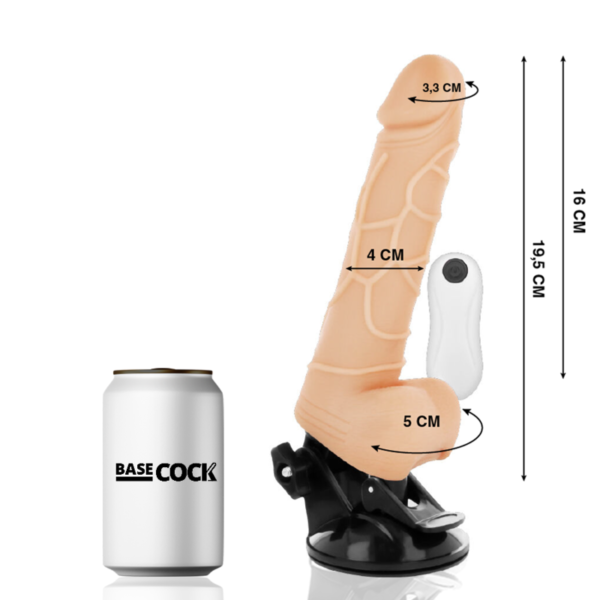 BASECOCK - VIBRATEUR RÉALISTE TÉLÉCOMMANDE NATUREL AVEC TESTICULES19.5 CM -O- 4 CM - – Image 2