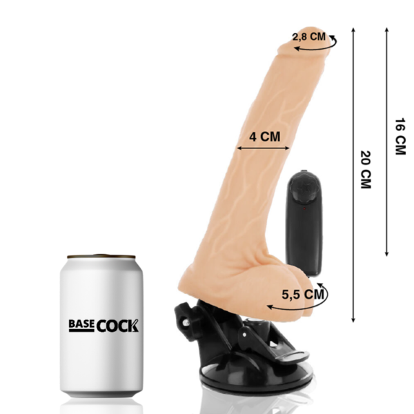 BASECOCK - VIBRATEUR NATUREL RÉALISTE TÉLÉCOMMANDE AVEC TESTICULES 20 CM -O- 4 CM - – Image 2
