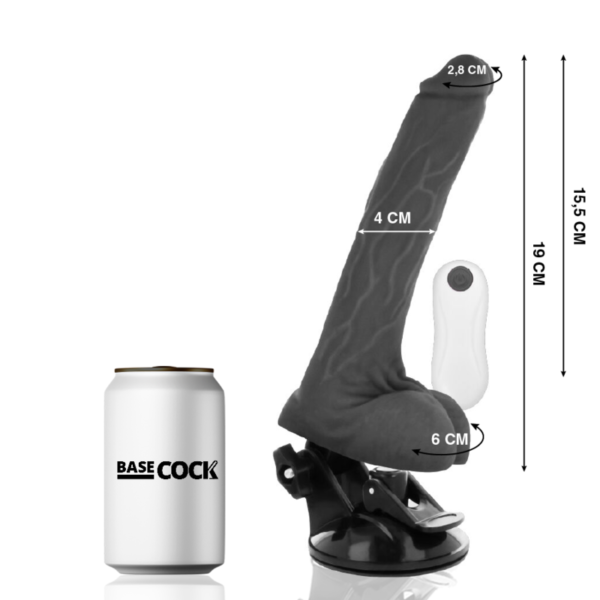 BASECOCK - VIBRATEUR RÉALISTE TÉLÉCOMMANDE NOIR 19 CM -O- 4 CM - – Image 2