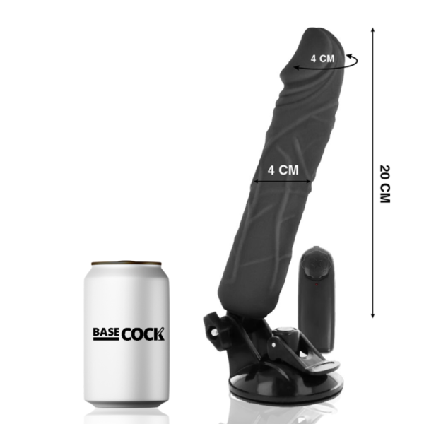 BASECOCK - VIBRATEUR RÉALISTE TÉLÉCOMMANDE NOIR 20 CM -O- 4 CM - – Image 2