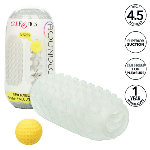 CALIFORNIA EXOTICS - BOUNDLESS SQUISHY RÉVERSIBLE BALL STROKE GRIS -