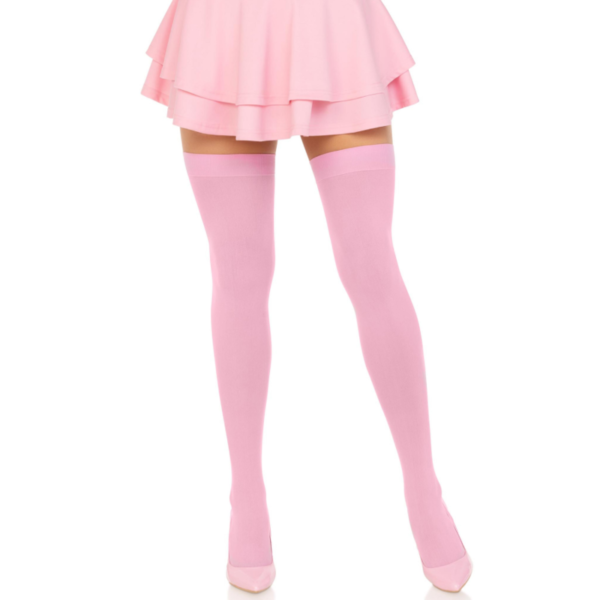 LEG AVENUE - CUISSES HAUTES EN NYLON ROSE -