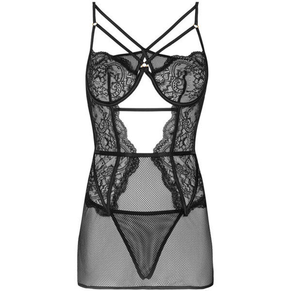 LIVCO CORSETTI FASHION - CHEMISE + CULOTTE BARIRIN LC 90633 NOIR - – Image 3
