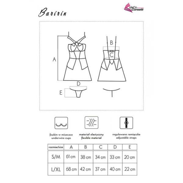 LIVCO CORSETTI FASHION - CHEMISE + CULOTTE BARIRIN LC 90633 NOIR - – Image 7