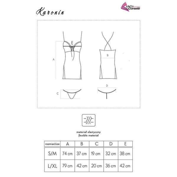 LIVCO CORSETTI FASHION - KARONIN LC 90628 CHEMISE + CULOTTE NOIR L/XL - – Image 7