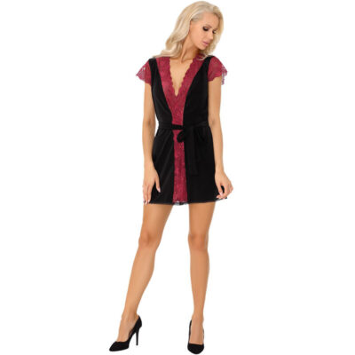 LIVCO CORSETTI FASHION - KUMIKO LC 90428 ROBE DE CHAMBRE + CULOTTE NOIR L/XL -