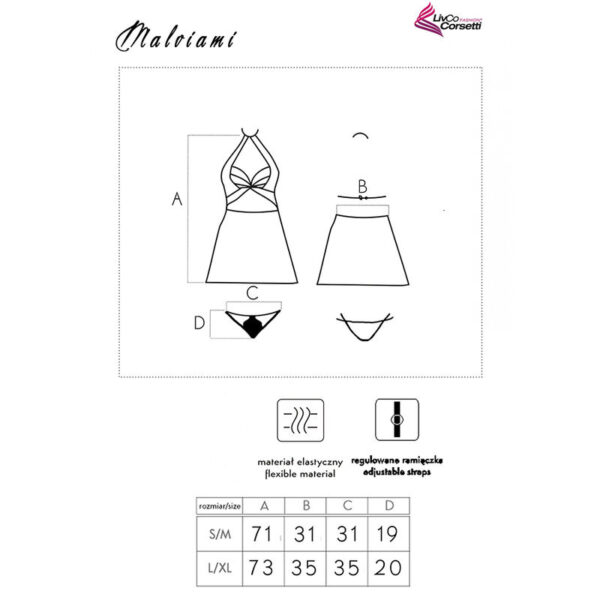LIVCO CORSETTI FASHION - MALVIAMI LC 90625 CHEMISE + CULOTTE NOIR - – Image 7
