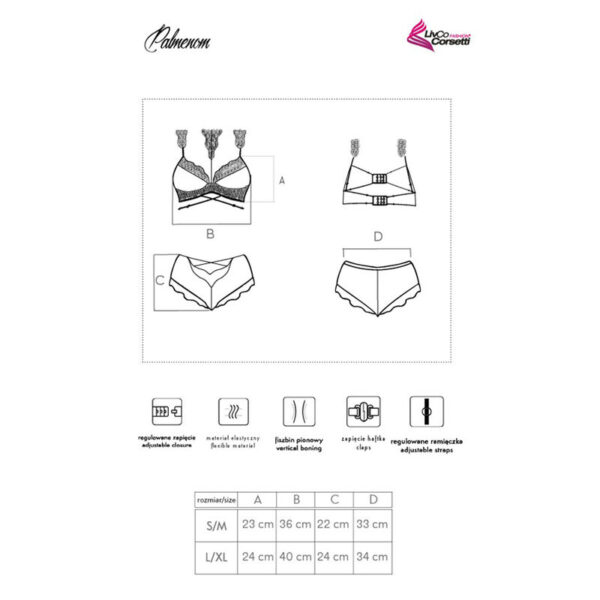 LIVCO CORSETTI FASHION - PALMENOM LC 90614 SOUTIEN-GORGE + CULOTTE NOIR L/XL - – Image 7