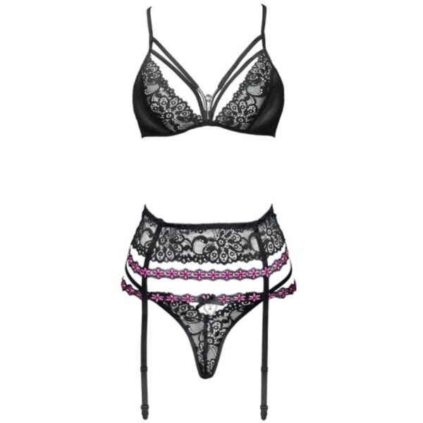 LIVCO CORSETTI FASHION - SNEHANA LC 90443 SOUTIEN-GORGE + JARRETIÈRE + CULOTTE NOIR - – Image 3