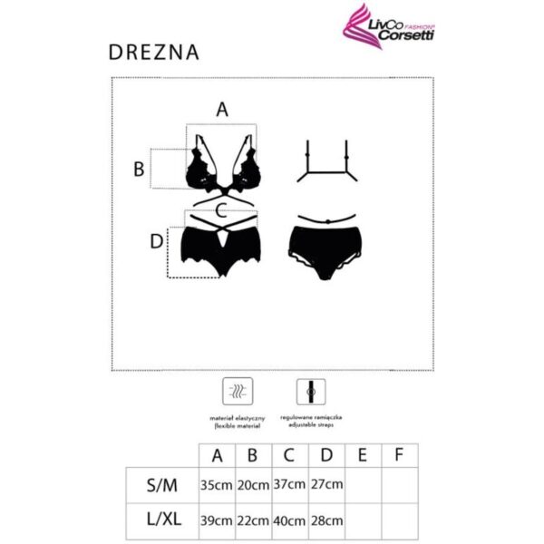 LIVCO CORSETTI FASHION - DREZNA LC 90733 SOUTIEN-GORGE + CULOTTE NOIR L/XL - – Image 5