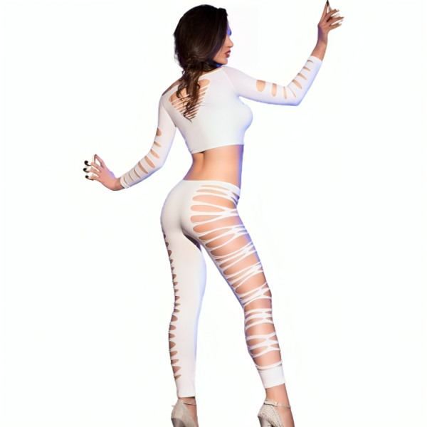 CHILIROSE - CR 3654 TOP & LEGGINS BLANC S/M - – Image 2