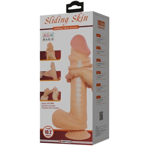 PRETTY LOVE - SÉRIE SLIDING SKIN GODE RÉALISTE AVEC VENTOUSE SLIDING SKIN FLESH 26 CM - – Image 7