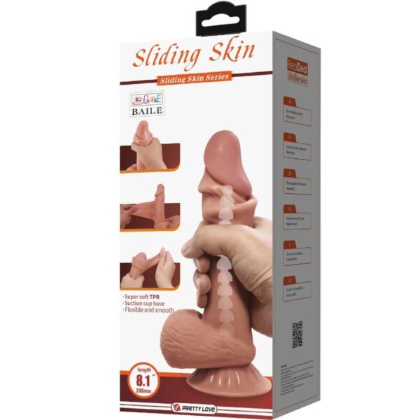 PRETTY LOVE - SÉRIE SLIDING SKIN GODE RÉALISTE AVEC VENTOUSE COULISSANTE PEAU BRUN 19,4 CM - – Image 7