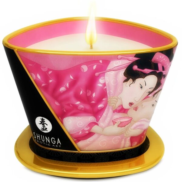 SHUNGA - MINI CARESSE À LA CHANDELLE BOUGIE DE MASSAGE ROSES APHRODISIAQUES 170 ML -