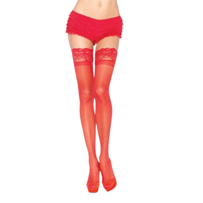 LEG AVENUE - COLLANT ROUGE AVEC DENTELLE AUTO-ADHÉSIVE -