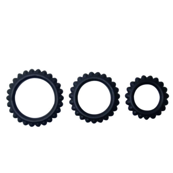 BAILE - TITAN SET 3 PCS COCK RING NOIR 2.8 + 2.4 + 1.9 CM -