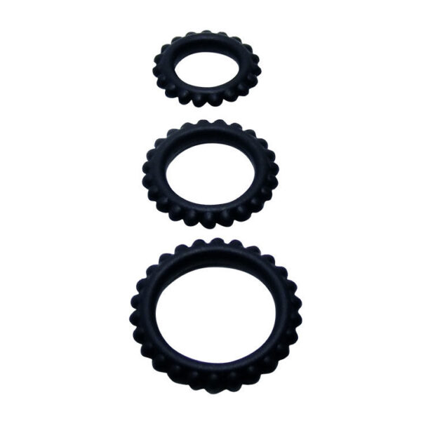 BAILE - TITAN SET 3 PCS COCK RING NOIR 2.8 + 2.4 + 1.9 CM - – Image 2