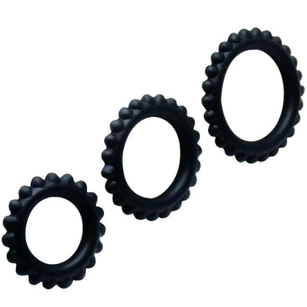 BAILE - TITAN SET 3 PCS COCK RING NOIR 2.8 + 2.4 + 1.9 CM - – Image 3