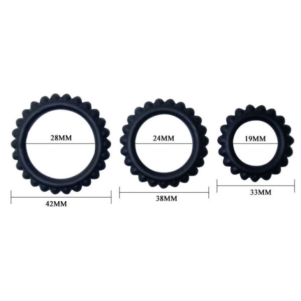 BAILE - TITAN SET 3 PCS COCK RING NOIR 2.8 + 2.4 + 1.9 CM - – Image 4