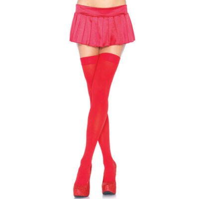 LEG AVENUE - CUISSES HAUTES EN NYLON ROUGE -
