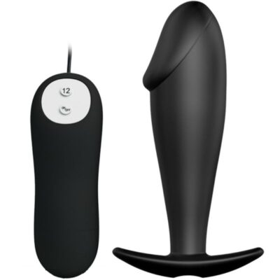 PRETTY LOVE - PLUG ANAL EN SILICONE FORME PÉNIS ET 12 MODES DE VIBRATION NOIR -