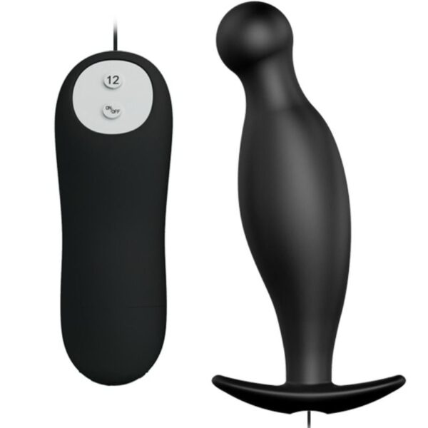 PRETTY LOVE - PLUG ANAL EN SILICONE 12 MODES DE VIBRATION NOIR -