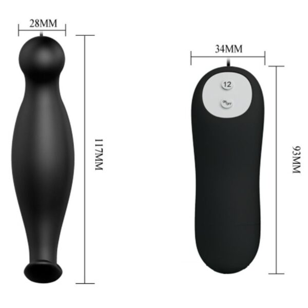 PRETTY LOVE - PLUG ANAL EN SILICONE 12 MODES DE VIBRATION NOIR - – Image 4
