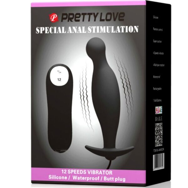 PRETTY LOVE - PLUG ANAL EN SILICONE 12 MODES DE VIBRATION NOIR - – Image 7