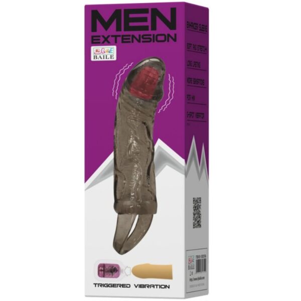 BAILE - GAINE DEXTENSION DE PÉNIS AVEC VIBRATION ET SANGLE POUR TESTICULES 13.5 CM - – Image 2