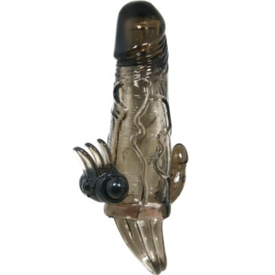 BAILE - COUVRE-PÉNIS BRAVE MAN AVEC STIMULATION CLITO ET ANAL DOUBLE BULLET NOIR 16.5 CM -