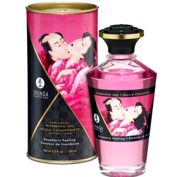 SHUNGA - HUILE DE MASSAGE EFFET THERMIQUE SAVEUR INTENSE DE FRAMBOISE 100 ML -