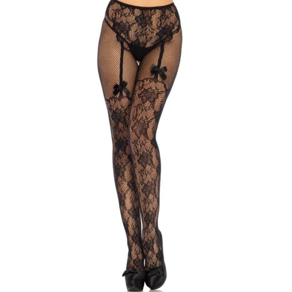 LEG AVENUE - BAS FLEURS DESIGN DOS CROTHLESS TAILLE UNIQUE - – Image 2